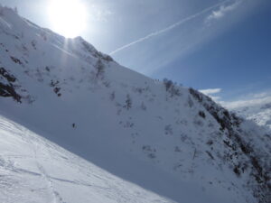 La traversée pour rejoindre le bas de la descente.