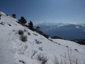 Le sentier à flanc à nouveau tout blanc