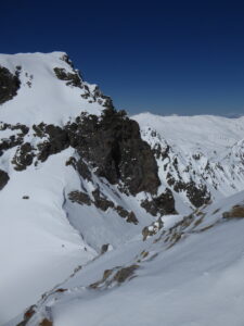 Le col de la Cicle vu de la crête des Roches Franches