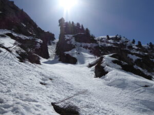 La sortie de la combe du Pouce plus très recommandable